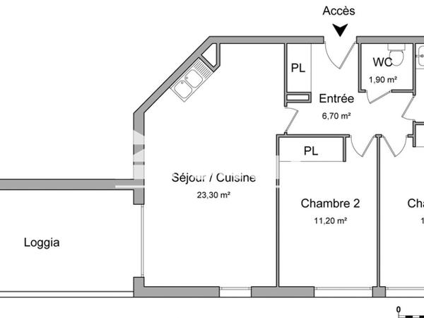Location Appartement 3 pièces 61.6 m² - SO FREE N°25 -755 AVENUE ETIENNE MEHUL Montpellier 34070