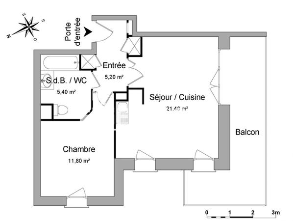 Location Appartement 2 pièces 43.8 m² - 1 RUE BARBARA Marly 59770