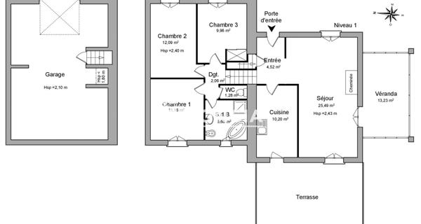 Location Maison 4 pièces 82.82 m² - Jardin 38200
