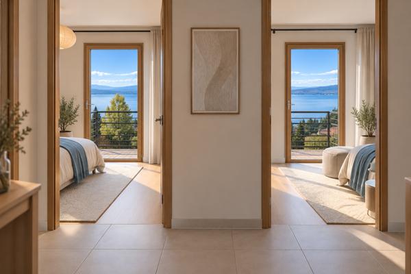 VILLA NEUVE À ÉVIAN-LES-BAINS – VUE LAC – 4 CHAMBRES – JARDIN – GARAGE