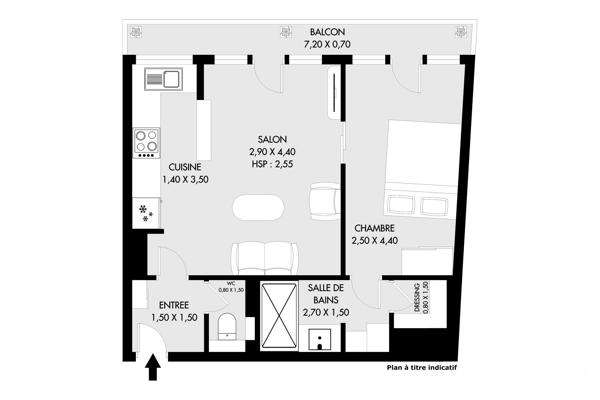 Appartement F2 à vendre  2 pièces - 36 m 2   PARIS  - 75020