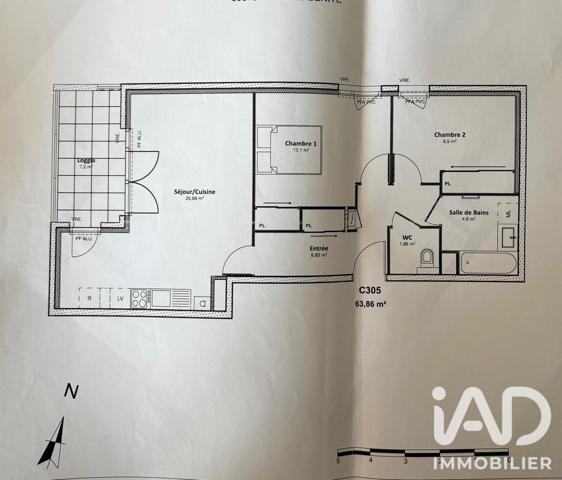 Appartement à vendre 3 pièces 63,86 m² Oullins-Pierre-Bénite