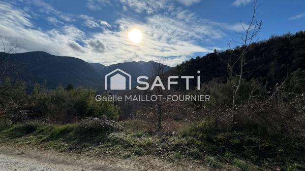 Grand terrain à bâtir avec forêt.