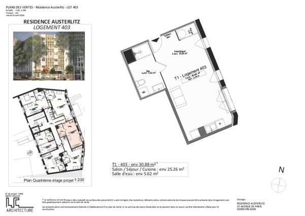 Grand studio neuf ORLEANS 32,97 M2