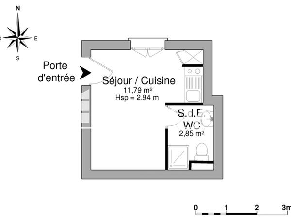 Location Studio 14.64 m² - 5 RUE MONTBAZON Bordeaux 33000