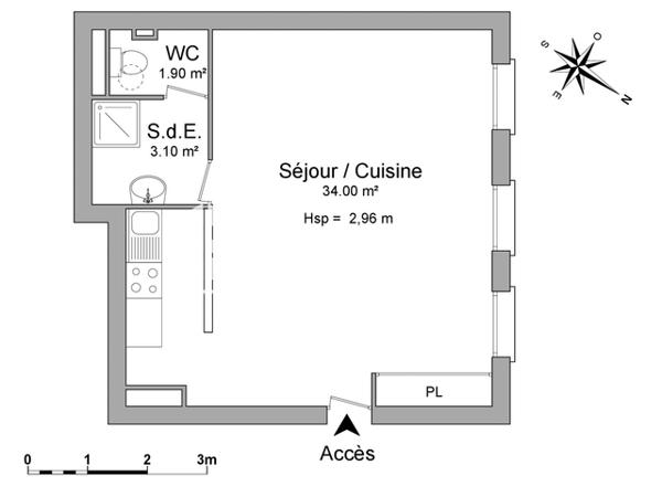 Location Studio meublé 39 m² - 73 QUAI SOUTHAMPTON Le Havre 76600