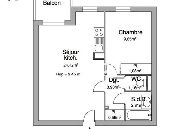 Location Appartement 2 pièces 46.03 m² - 6/8 ALLEE ARMONVILLE Poitiers 86000