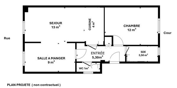 Appartement Paris proche Batignolles 2 pièces 47.33m2