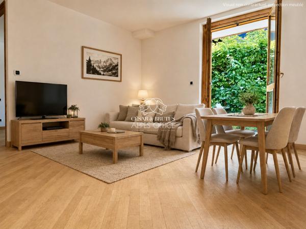 Les Houches Centre – Appartement 2 pièces, 1 chambre, 35 m², terrasse.