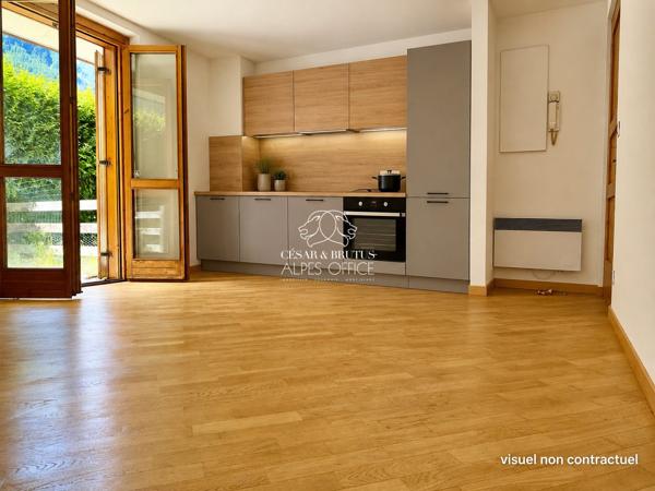 Les Houches Centre – Appartement 2 pièces, 1 chambre, 35 m², terrasse.
