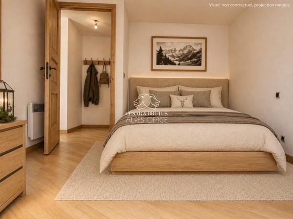Les Houches Centre – Appartement 2 pièces, 1 chambre, 35 m², terrasse.