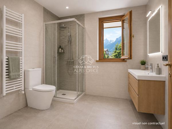 Les Houches Centre – Appartement 2 pièces, 1 chambre, 35 m², terrasse.