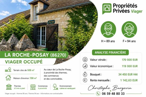 Maison en viager occupé.La Roche Posay .H  89 ANS  F 94ans