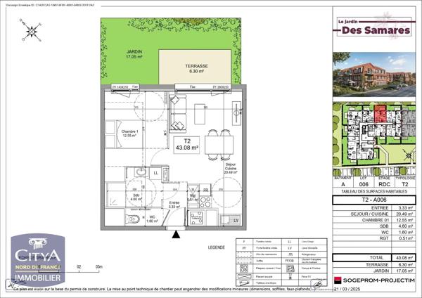 Appartement à louer 2 pièces 43.08m² Seclin (59113)