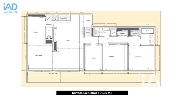 Appartement à vendre 5 pièces 91,39 m² Maisons-Laffitte
