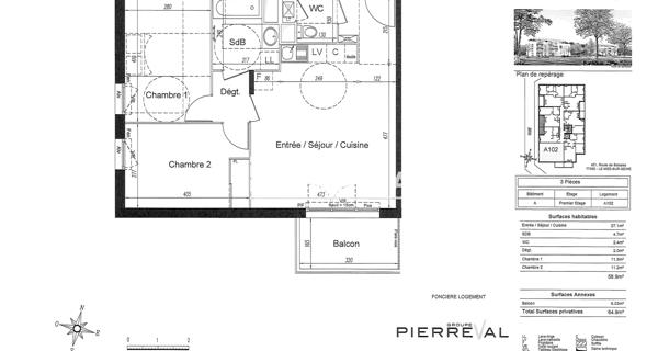 Location Appartement 3 pièces 58.82 m² - Le Mée-sur-seine 77350