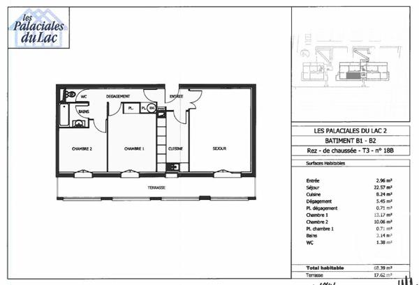 Appartement T3 à vendre  3 pièces - 68 m2 TOULOUSE - 31