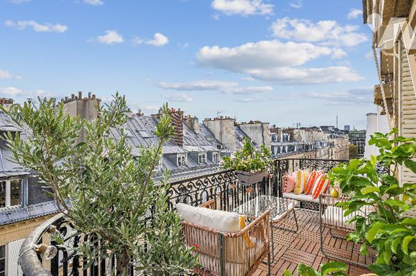 PARIS 8ᵉ – RUE TRONCHET – APPARTEMENT VENDU LOUÉ – 107,5 M² – TERRASSE – 6ᵉ ÉTAGE