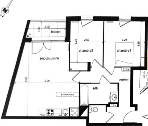 Toulouse (31200) À Toulouse (31200), appartement de 64m² à acheter.