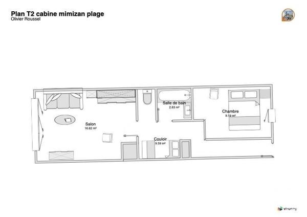 Appartement 2 pièces de 41 m² à Mimizan (40200)