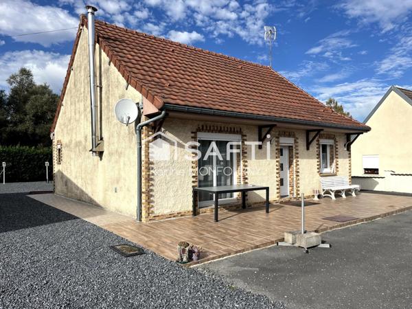 Maison habitable de plain-pied avec grand hangar