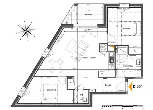 Appartement F3 à vendre  3 pièces - 68,65 m2 CHOLET - 49