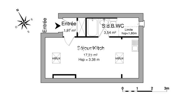 Location Studio 22.74 m² - Corbeil-essonnes 91100