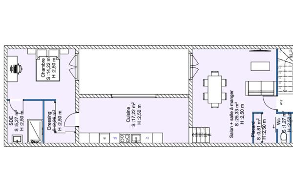 Plateau de 66 m2 en R+1