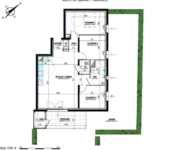 appartement à vendre 4 pièces THIONVILLE (57) appartement T4 de 80,49 m² avec Jardin, Garage et parking