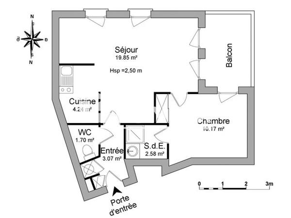 Location Appartement 2 pièces 41.81 m² - 78 AVENUE JULES CANTINI Marseille 13008