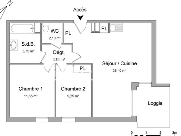 Location Appartement 3 pièces 60 m² - 4 ALLEE FRANCISCO GOYA Floirac 33270