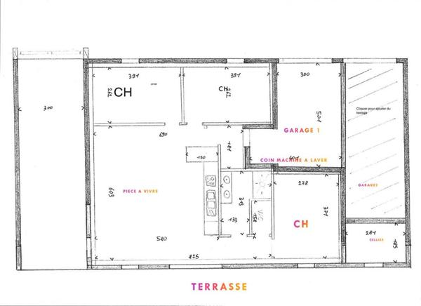 Plain pied   3 Chambres