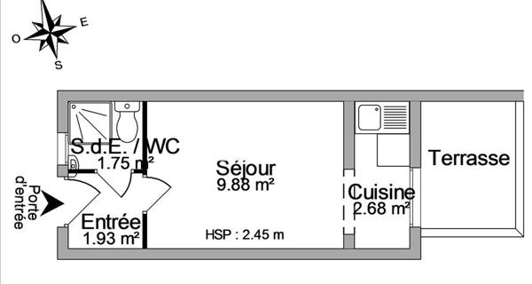 Location Studio meublé 16.24 m² - Guilherand-granges 07500
