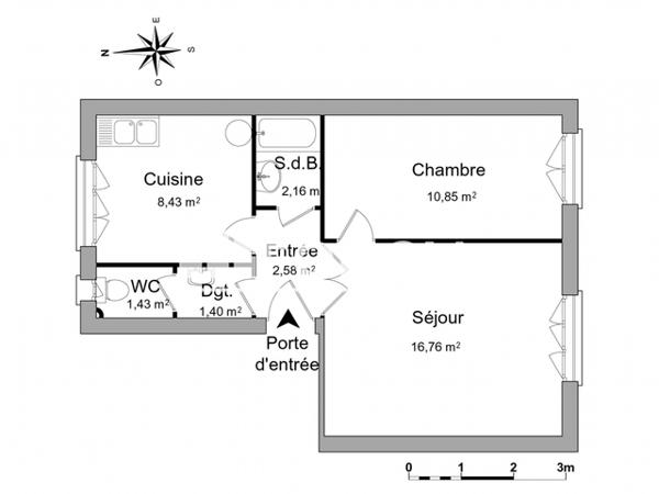 Location Appartement 2 pièces 43.61 m² - 22 RUE DE MANTOUE Charleville Mezieres 08000