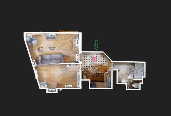 Appartement 2 pièces - 45 m² Exclusivité efficity