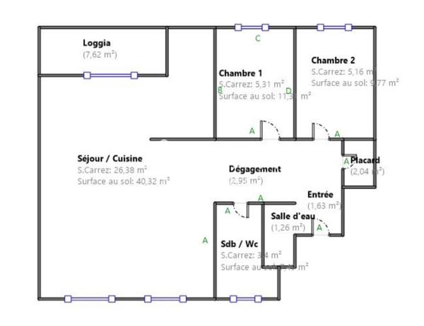 84 m² au sol, dernier étage, calme absolu
