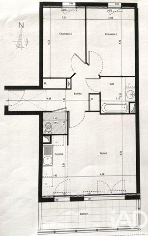 Appartement à vendre 3 pièces 62 m² Chambray-lès-Tours