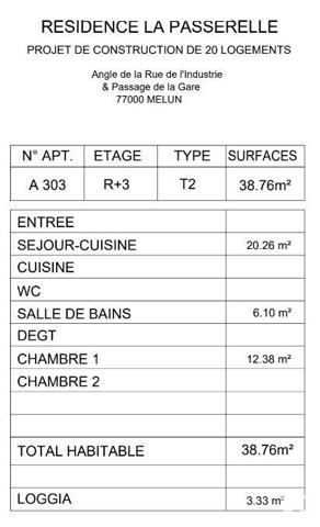Appartement à vendre 2 pièces 39 m² Melun