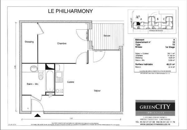 Appartement à louer 2 pièces 44.12m² Castanet-Tolosan (31320)