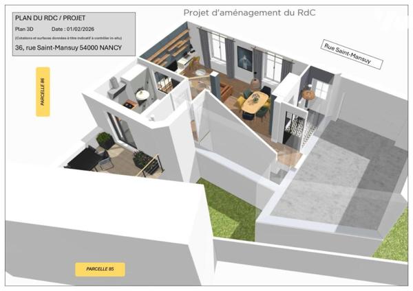 Maison de ville avec terrasse avec vue, jardinet et garage