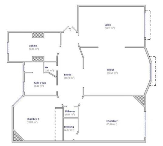 Appartement F4 à vendre  4 pièces - 93,50 m2 PARIS - 75013