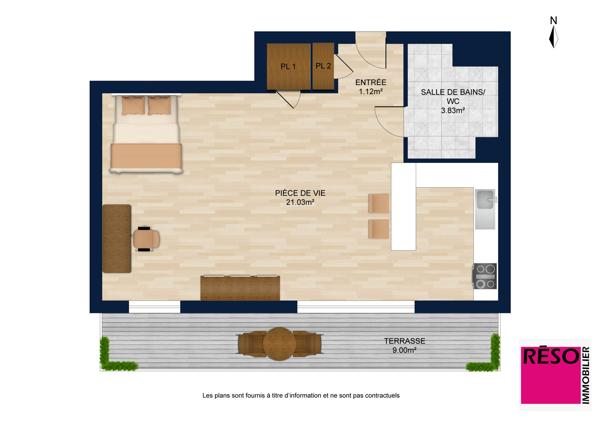 GRAND STUDIO – TERRASSE PLEIN SUD – VUE DÉGAGÉE – PROXIMITÉ CEVA & TRAM