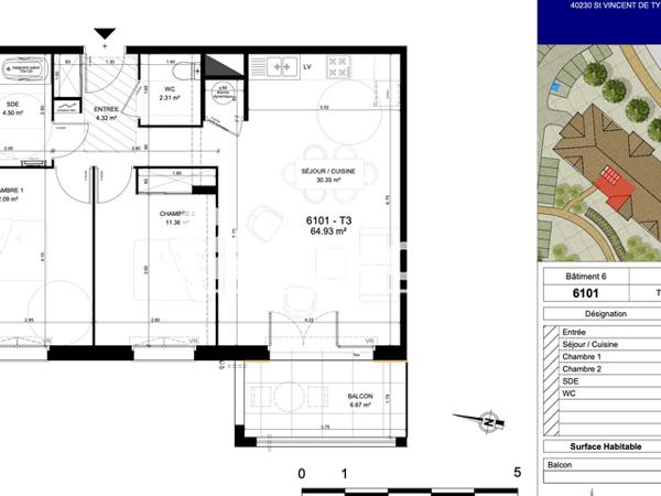 Location Appartement 3 pièces 64.93 m² - LIEU DIT MAYSOUOT Saint-vincent-de-tyrosse 40230