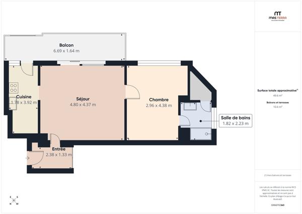 Appartement 2 pièces - 53 m² Exclusivité efficity