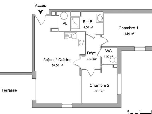 Location Appartement 3 pièces 59.3 m² - RIVES D'O BAT A, Appartement A405 Perpignan 66000