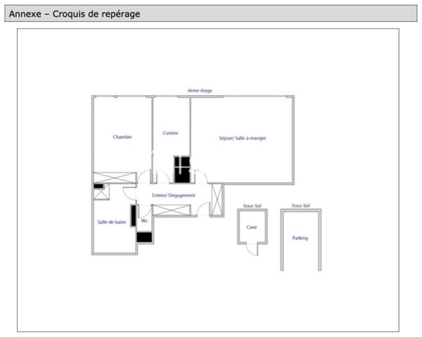 Appart. 2 pièces clair, au calme et sans aucun vis à vis