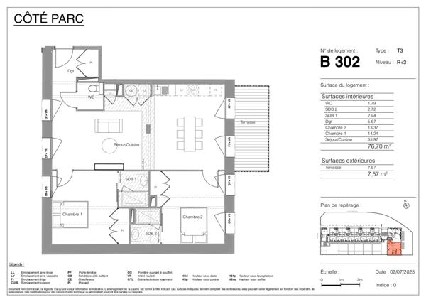 Appartement T3 – 76.70m²