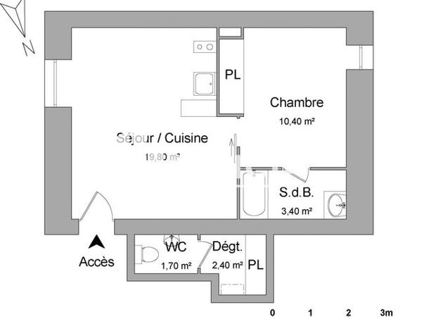 Location Appartement 2 pièces 37.7 m² - 37 RUE REMI BELLEAU Talence 33400
