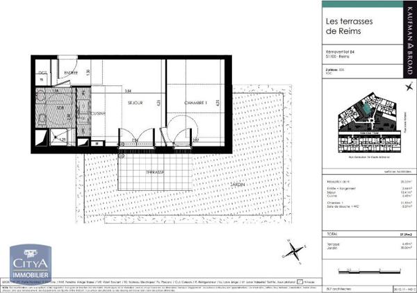 Appartement à louer 2 pièces 37.39m²