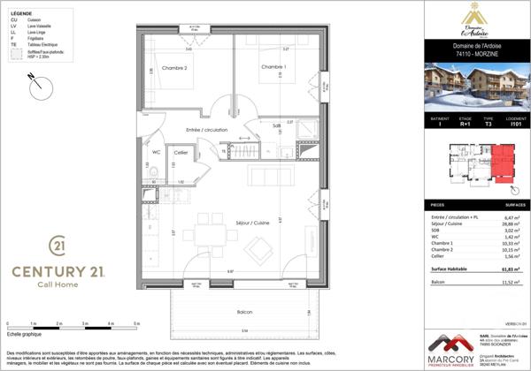 Appartement T3 à vendre  3 pièces - 61,83 m2 MORZINE - 74